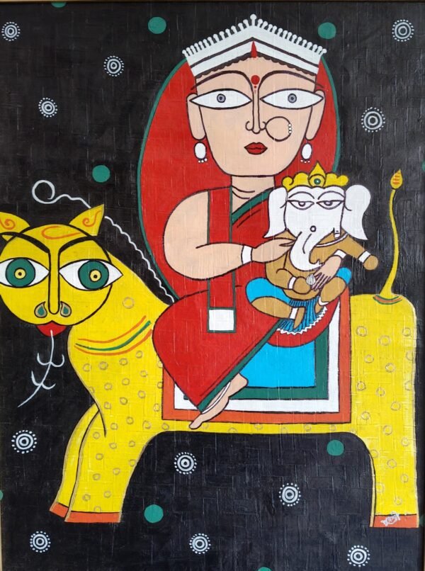 Ma Durga inspired by Jamini Roy